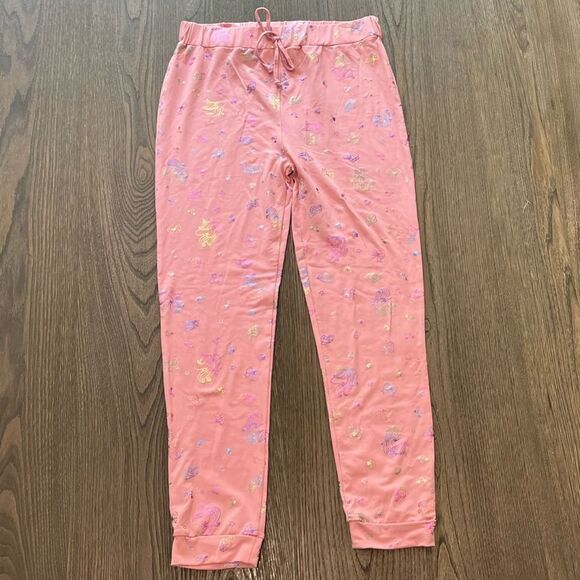 NWOT Sophia and Lily Ribbed Unicorn Diamond Pink Joggers Size 10/12 - Picture 1 of 6